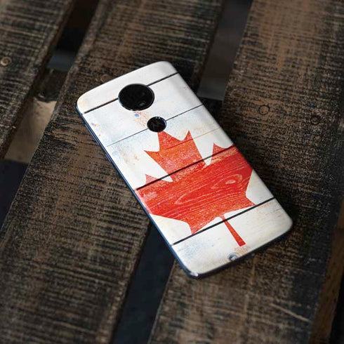 Canada Flag Light Wood Moto E5 Plus Skin
